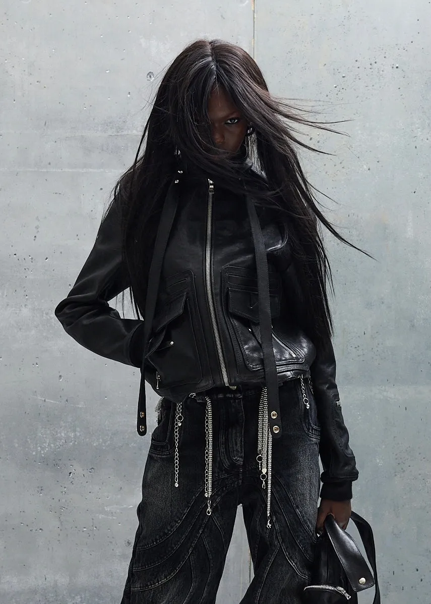 SNAKE COLLAR ZIP LEATHER JACKET UNISEX sold by NO/FAITH STUDIOS product image thumbnail 4