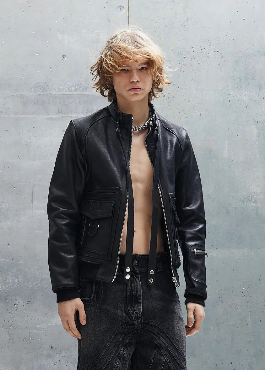 SNAKE COLLAR ZIP LEATHER JACKET UNISEX sold by NO/FAITH STUDIOS