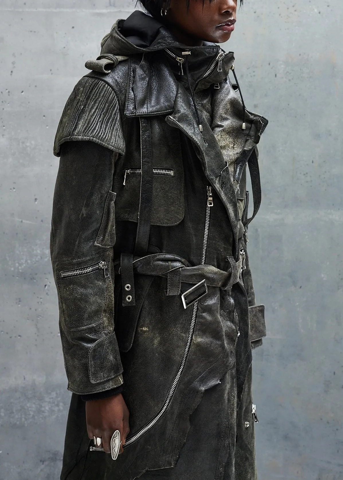 NFS ASTRO USED LEATHER DENIM COAT UNISEX sold by NO/FAITH STUDIOS product image thumbnail 4