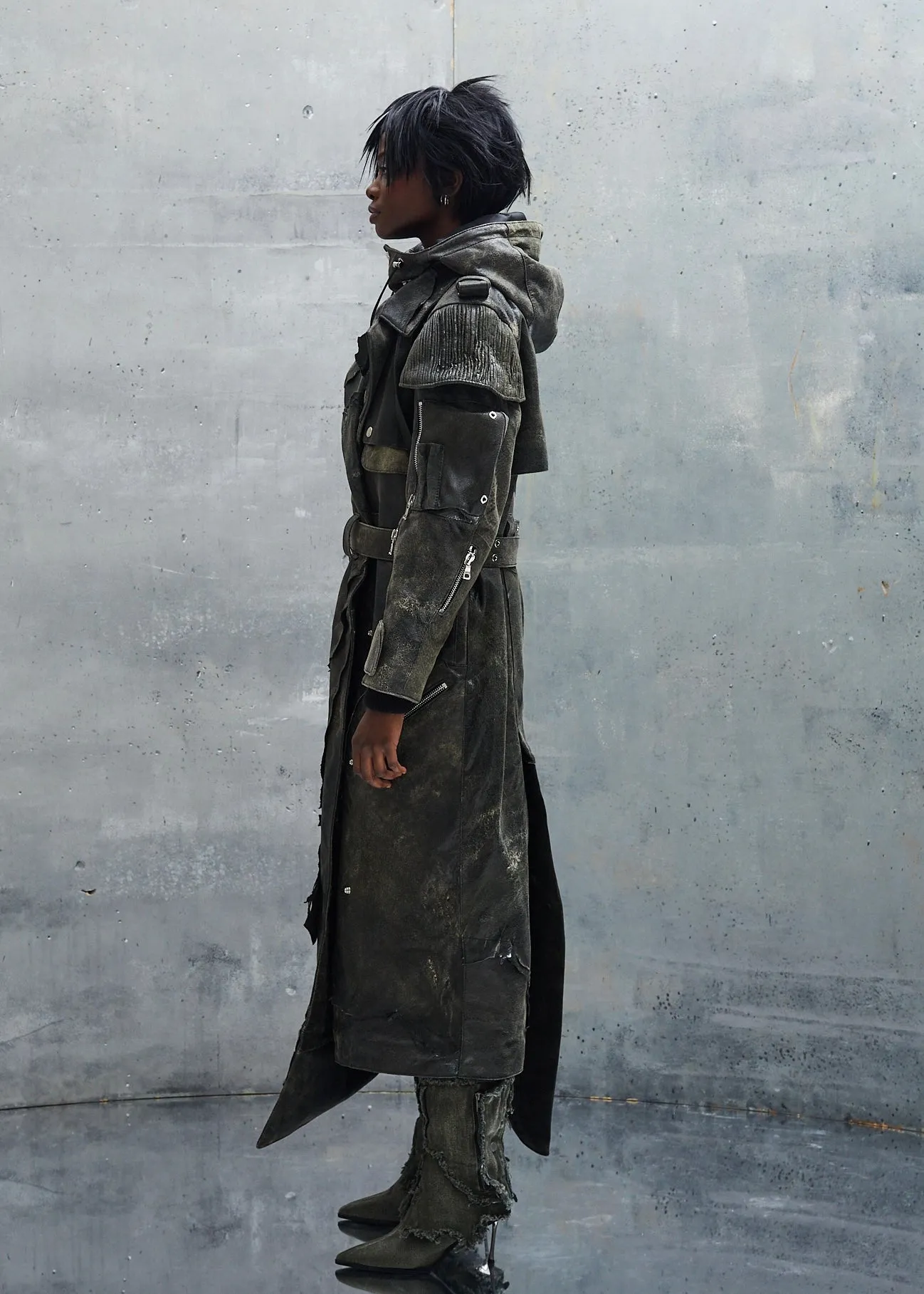 NFS ASTRO USED LEATHER DENIM COAT UNISEX sold by NO/FAITH STUDIOS product image thumbnail 3