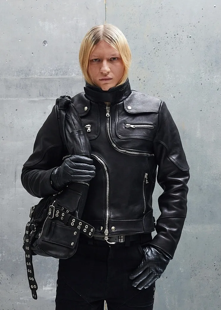 SNAKE ZIP LEATHER JACKET BLACK UNISEX sold by NO/FAITH STUDIOS