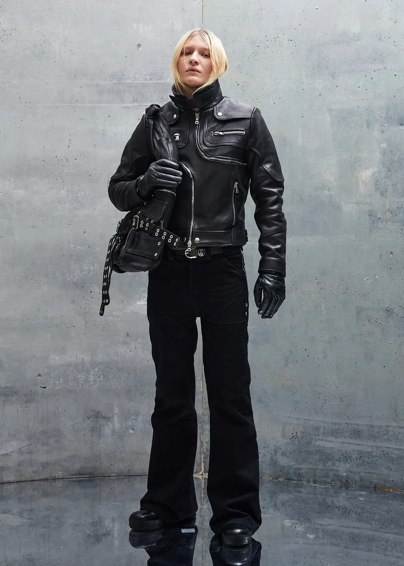 SNAKE ZIP LEATHER JACKET BLACK UNISEX sold by NO/FAITH STUDIOS product image thumbnail 3