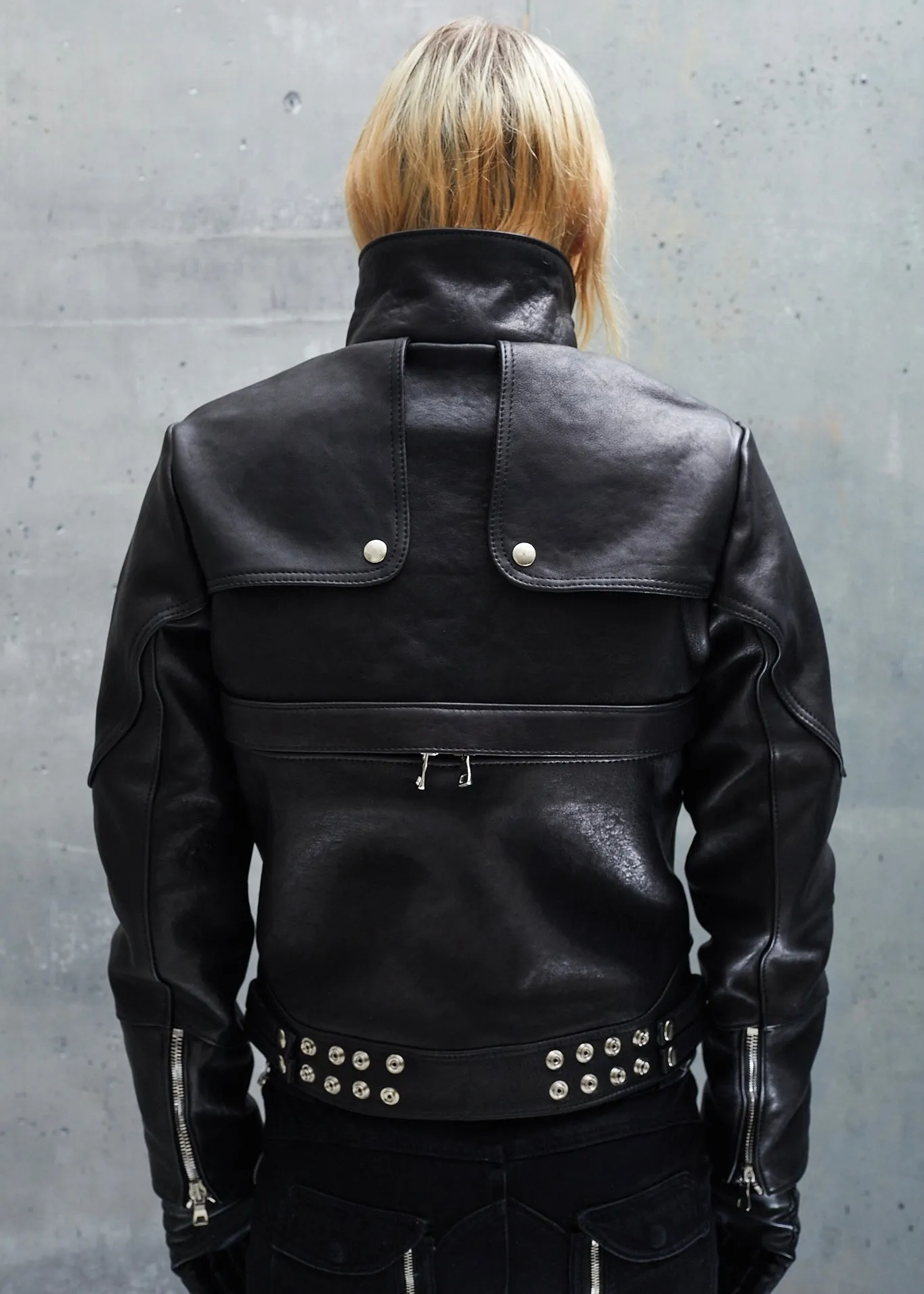SNAKE ZIP LEATHER JACKET BLACK UNISEX sold by NO/FAITH STUDIOS product image thumbnail 2