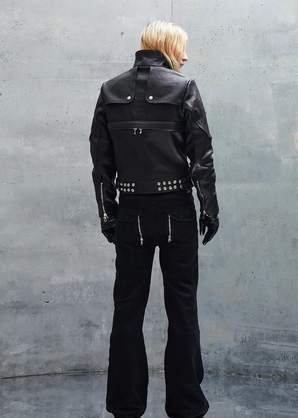 SNAKE ZIP LEATHER JACKET BLACK UNISEX sold by NO/FAITH STUDIOS product image thumbnail 4