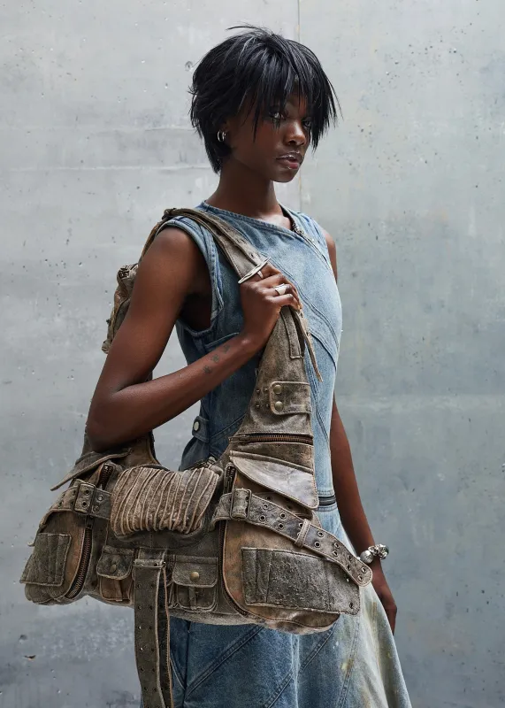 MULTIPOCKET BAG USED BEIGE 002 made by NO/FAITH STUDIOS