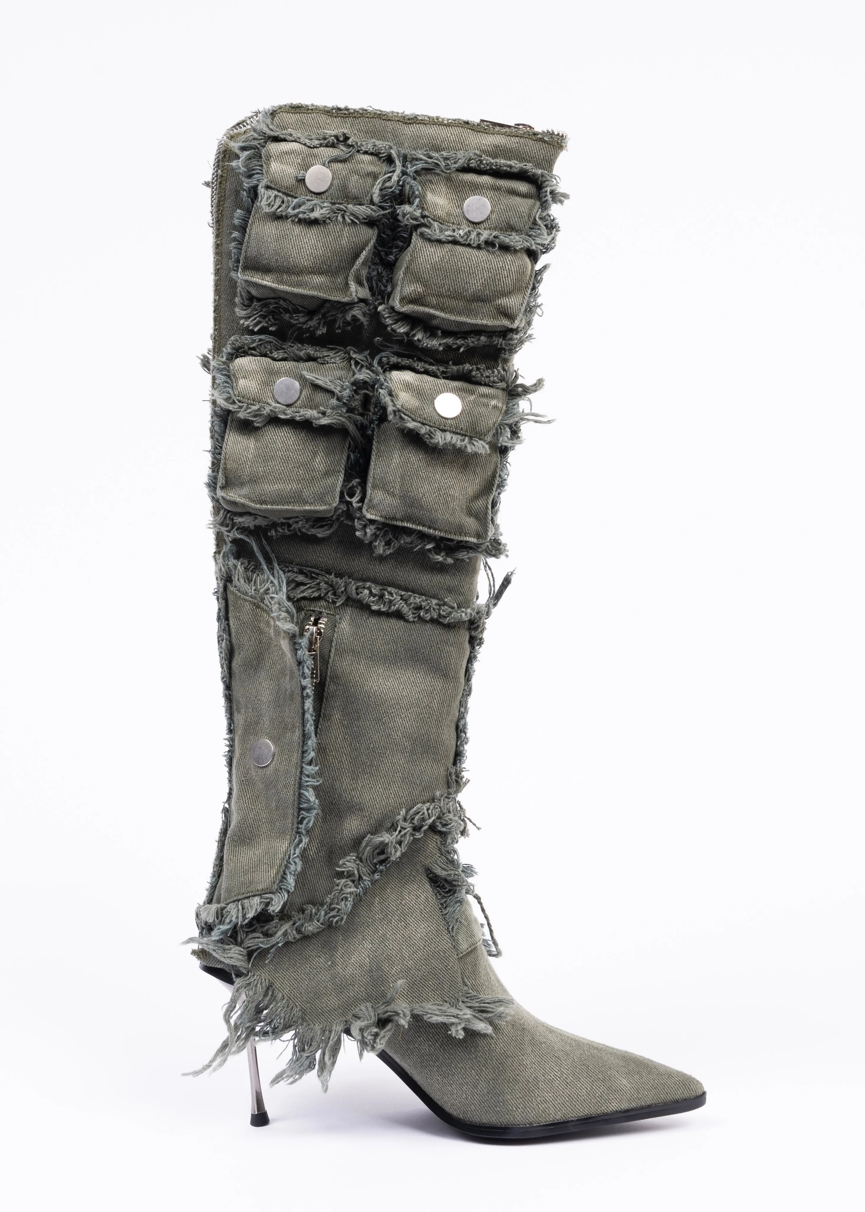 POCKET DENIM HEELS KHAKI sold by NO/FAITH STUDIOS product image thumbnail 2