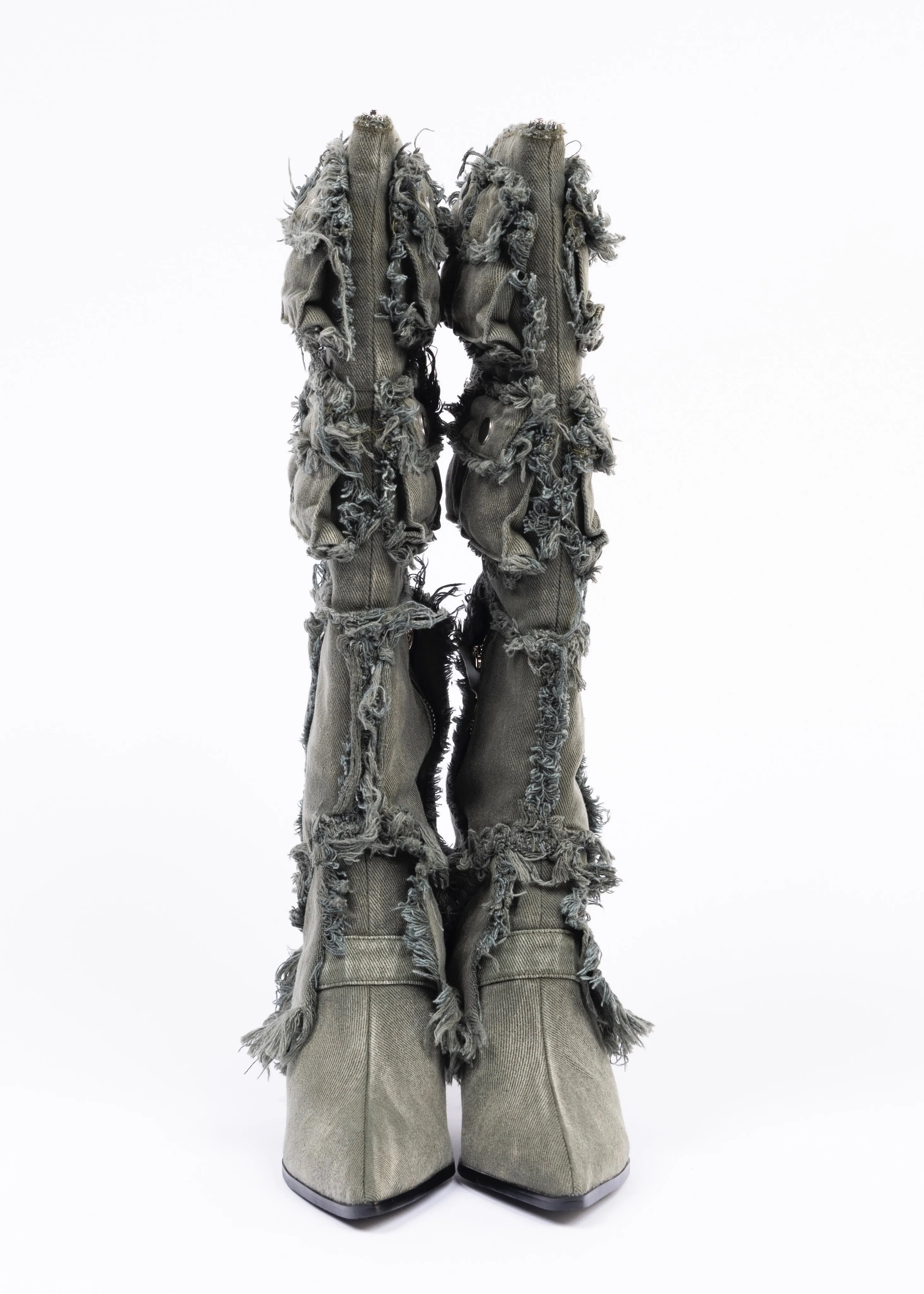 POCKET DENIM HEELS KHAKI sold by NO/FAITH STUDIOS product image thumbnail 4