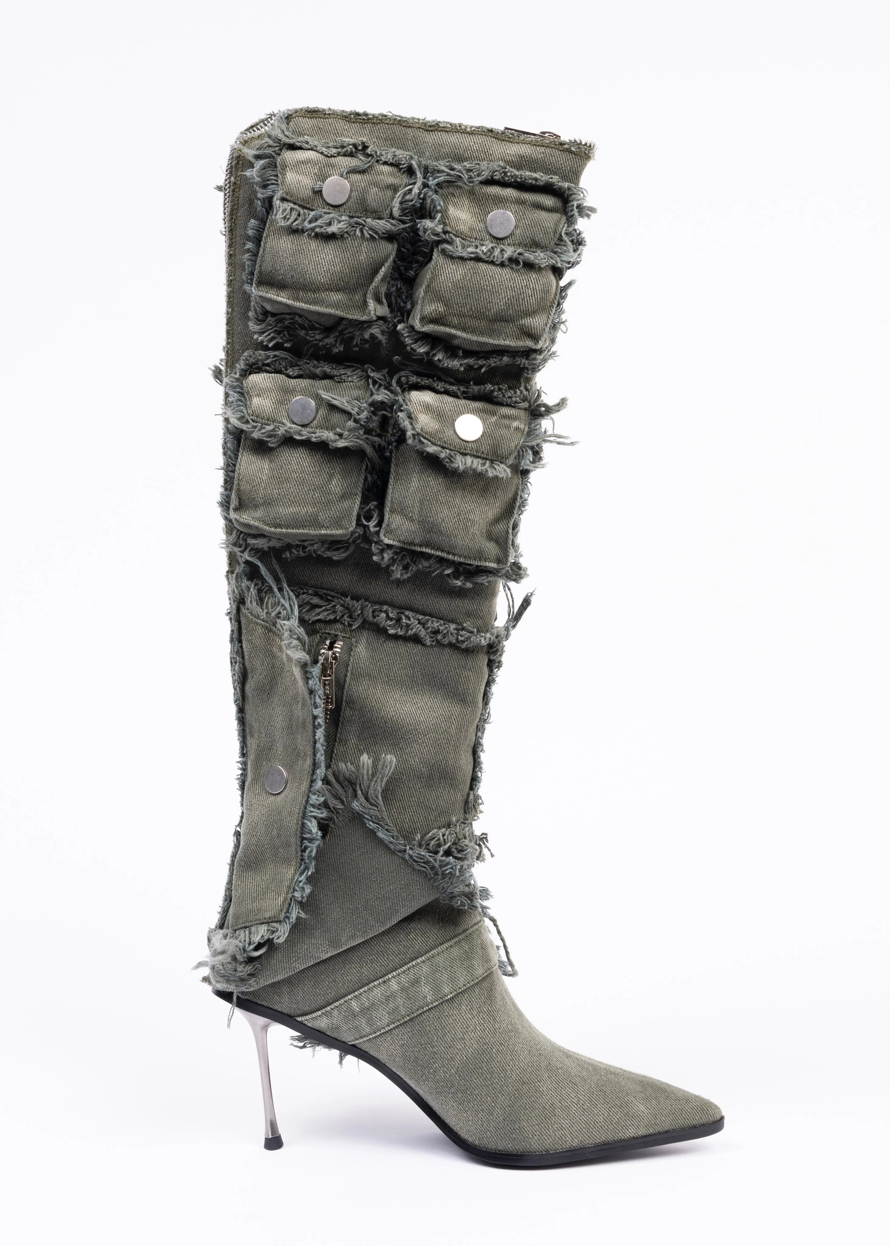 POCKET DENIM HEELS KHAKI sold by NO/FAITH STUDIOS product image thumbnail 3