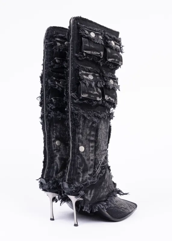 POCKET DENIM HEELS BLACK made by NO/FAITH STUDIOS
