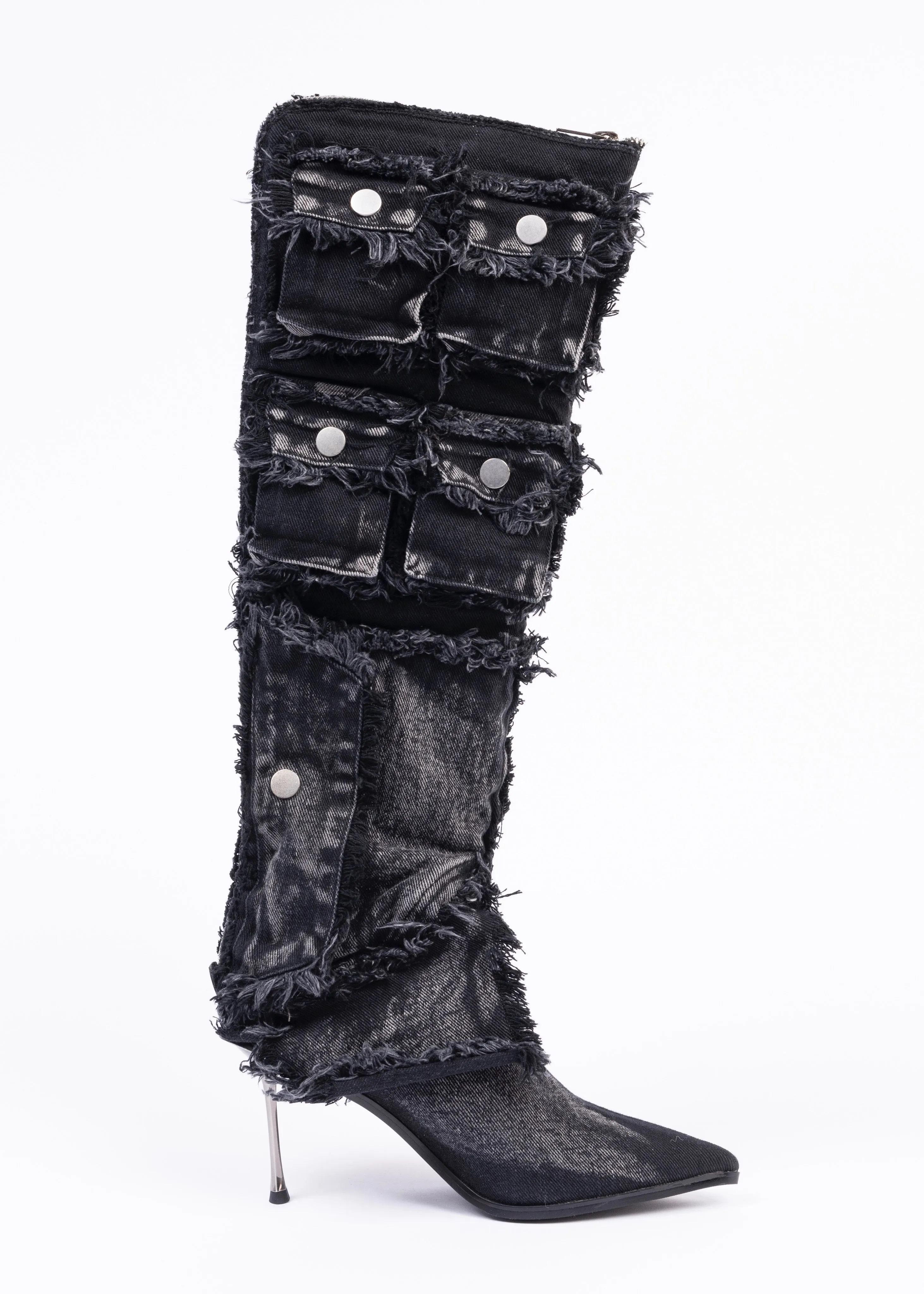 POCKET DENIM HEELS BLACK sold by NO/FAITH STUDIOS product image thumbnail 4