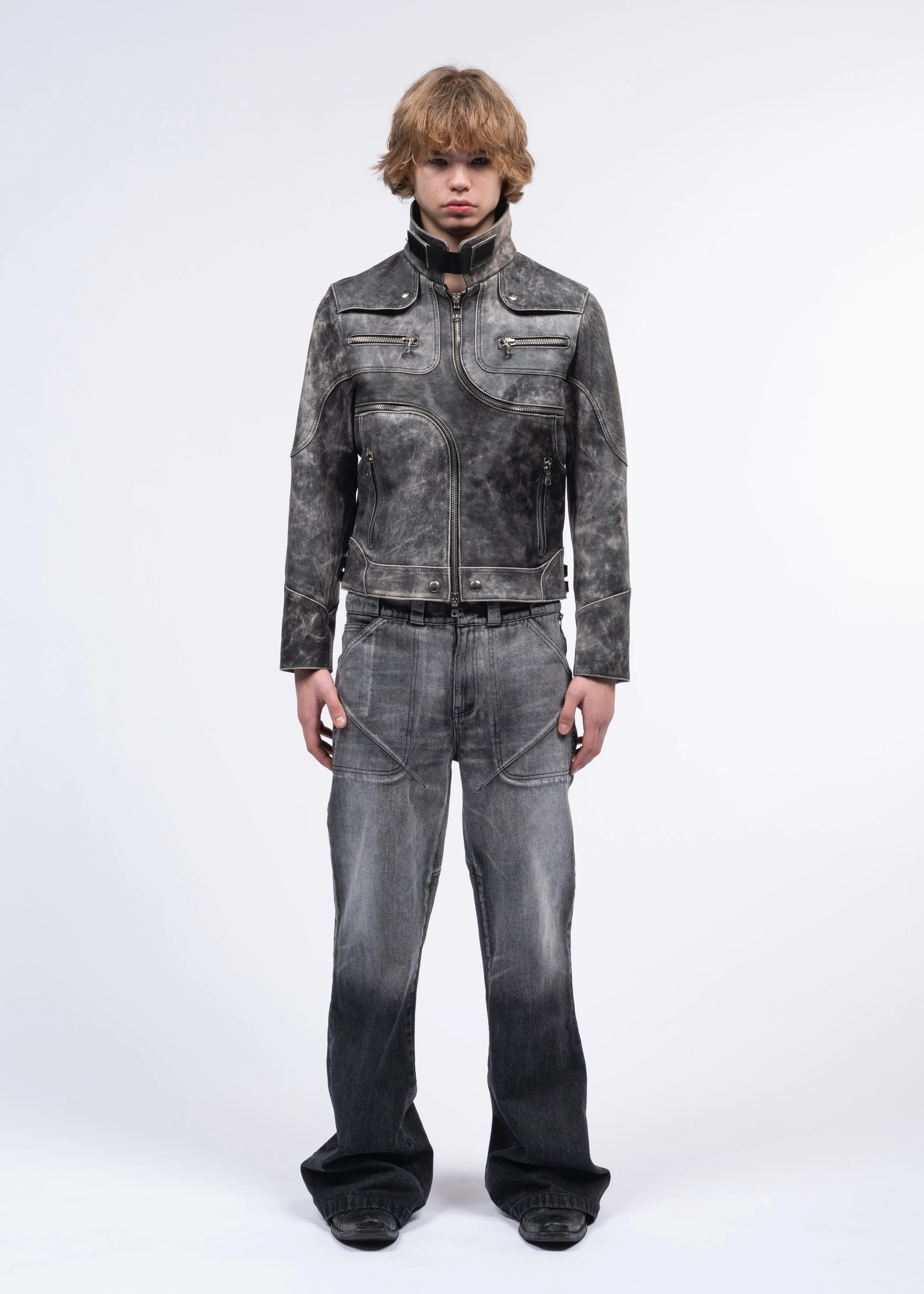 SNAKE ZIP LEATHER JACKET sold by NO/FAITH STUDIOS product image thumbnail 2