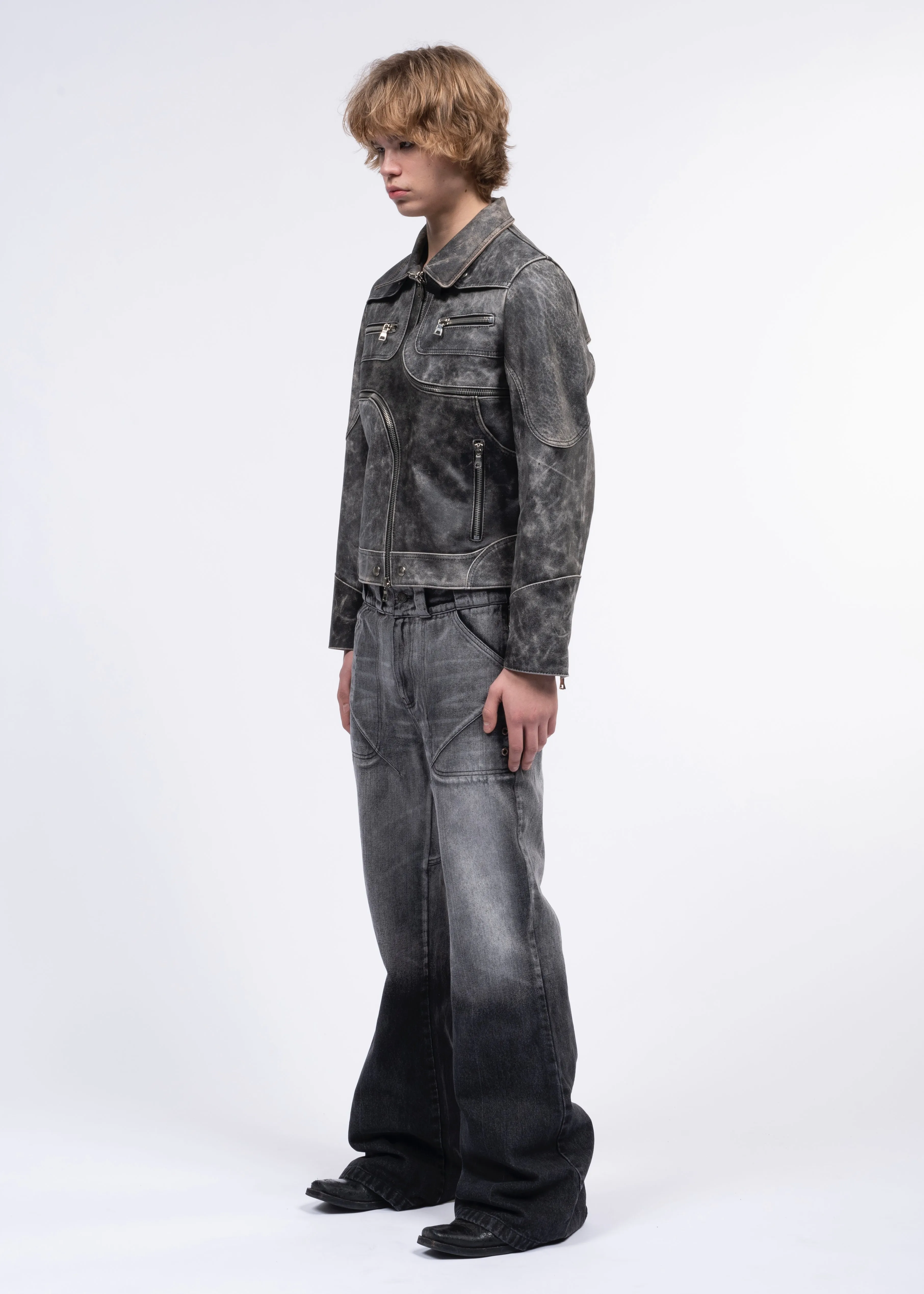 SNAKE ZIP LEATHER JACKET sold by NO/FAITH STUDIOS product image thumbnail 3