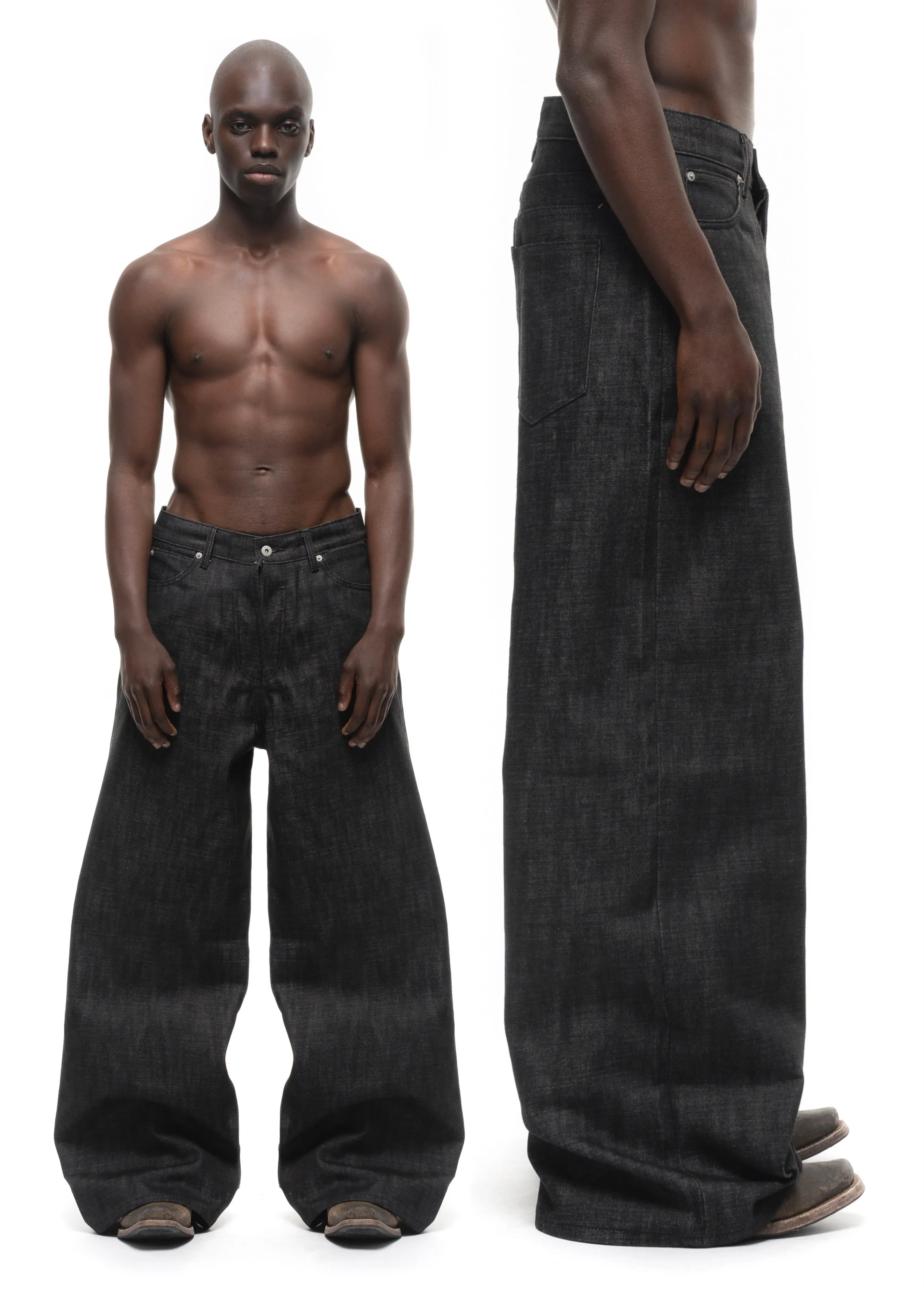 RAW DENIM ULTRA LOOSE FIT STRUCTURED BLACK sold by NO/FAITH STUDIOS