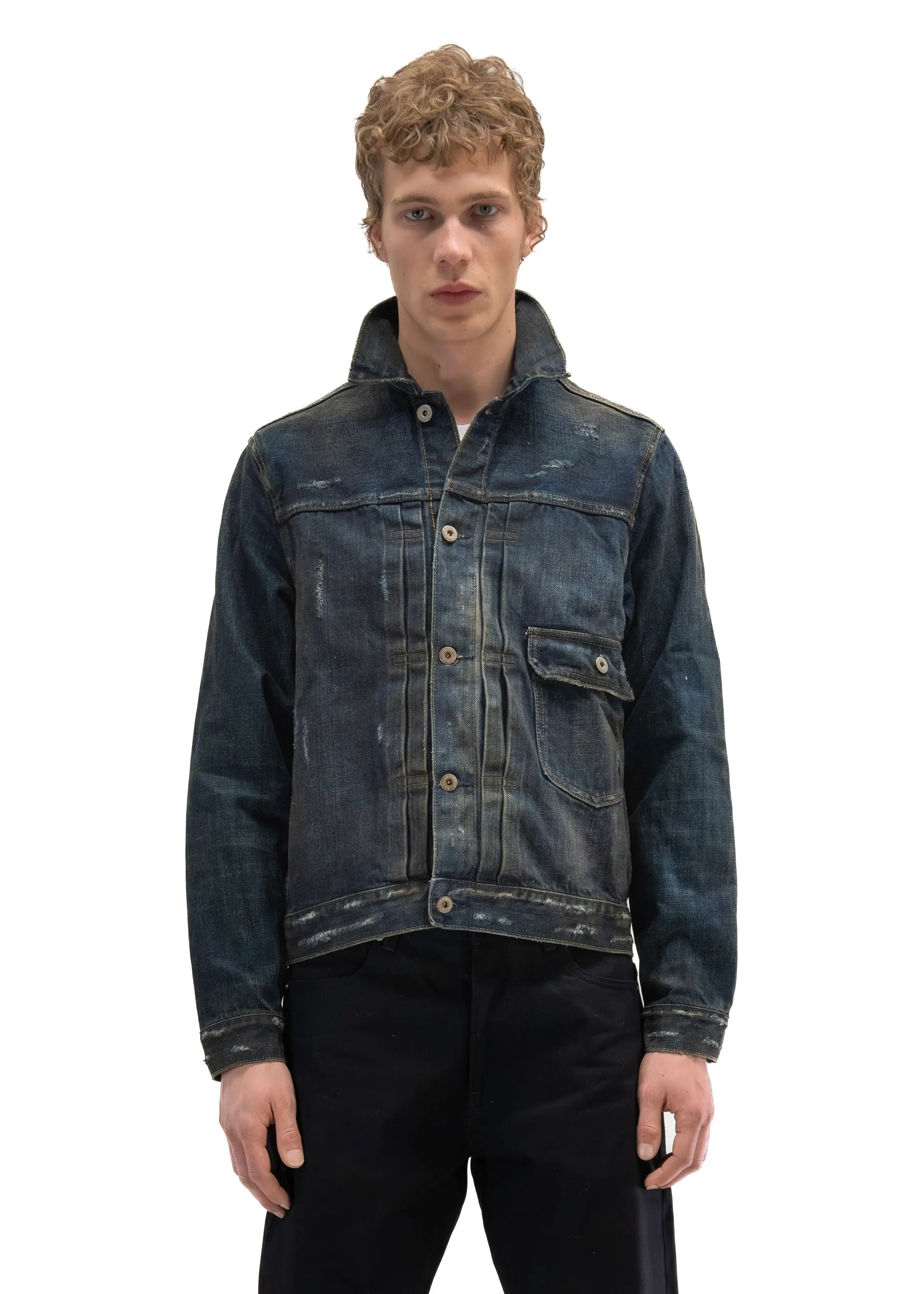 FADED BLUE DENIM TRUCKER sold by NO/FAITH STUDIOS product image thumbnail 3