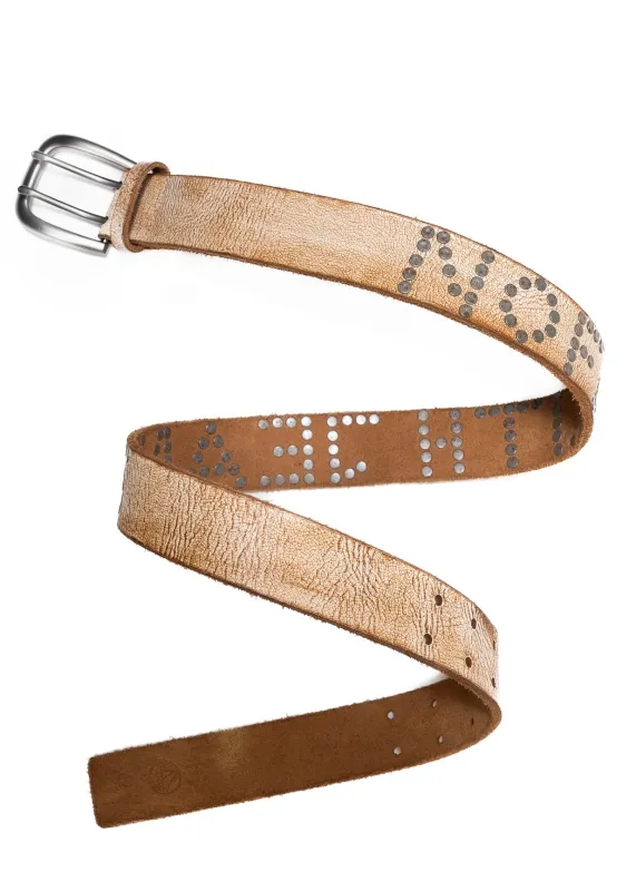 NO FAITH STUDDED BELT WHITE USED made by NO/FAITH STUDIOS