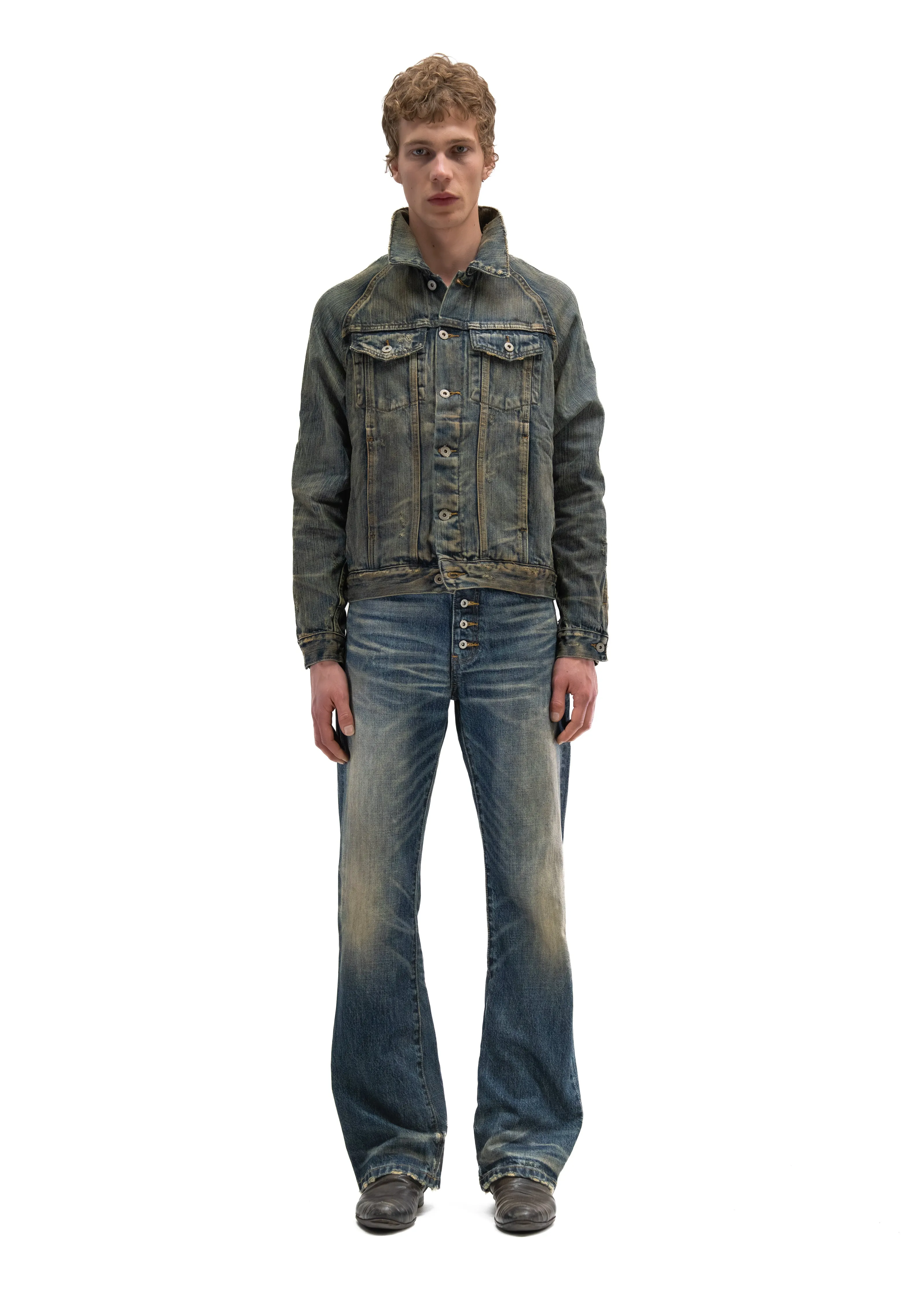STRUCTURED WASHED OUT DENIM TRUCKER sold by NO/FAITH STUDIOS product image thumbnail 4