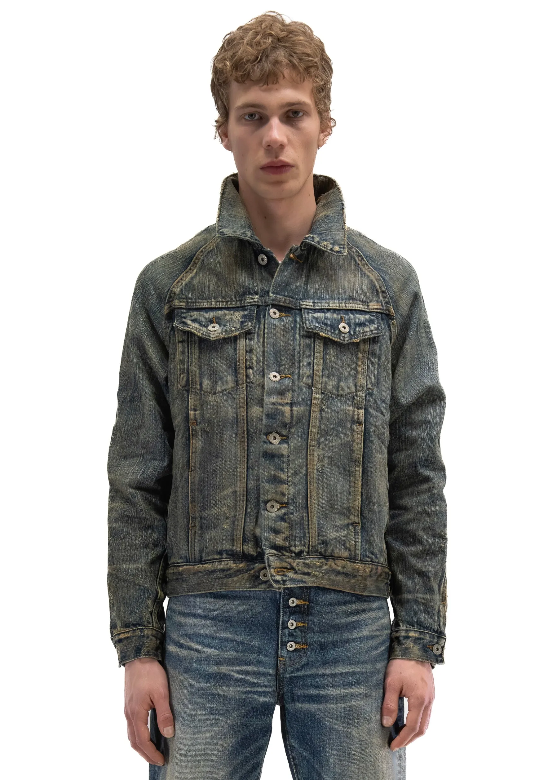 STRUCTURED WASHED OUT DENIM TRUCKER sold by NO/FAITH STUDIOS product image thumbnail 3
