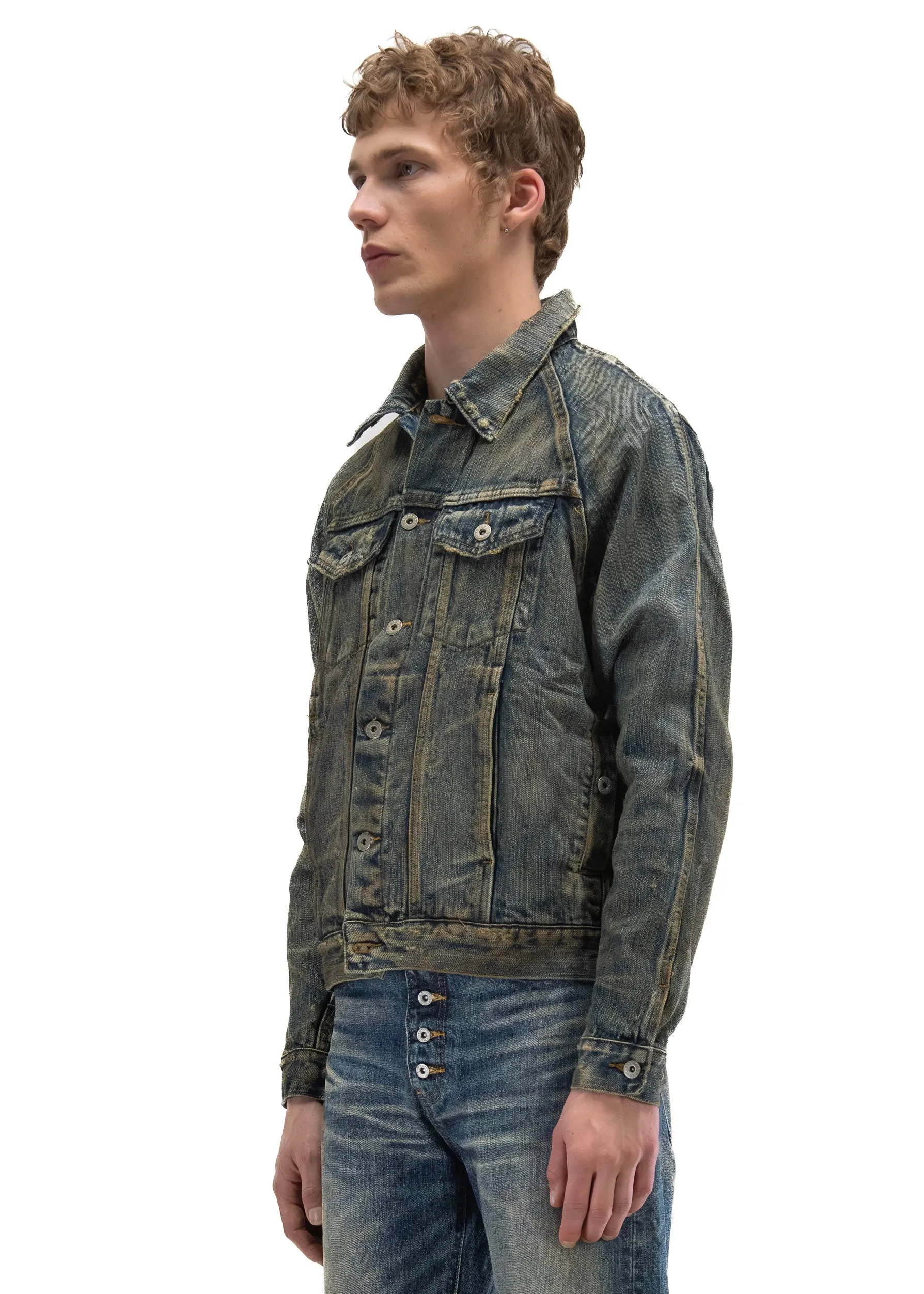 STRUCTURED WASHED OUT DENIM TRUCKER sold by NO/FAITH STUDIOS product image thumbnail 5