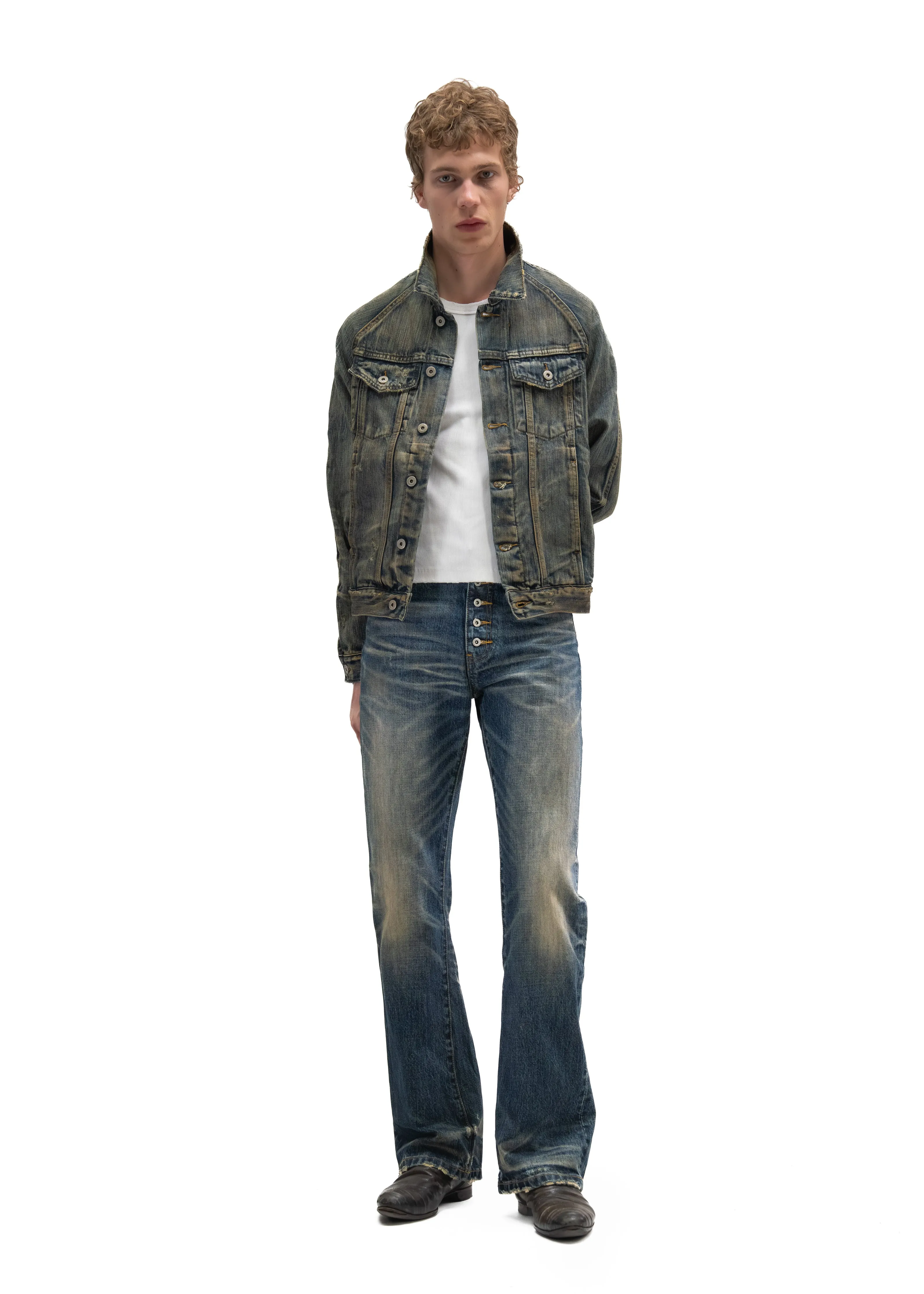 STRUCTURED WASHED OUT DENIM TRUCKER sold by NO/FAITH STUDIOS product image thumbnail 2