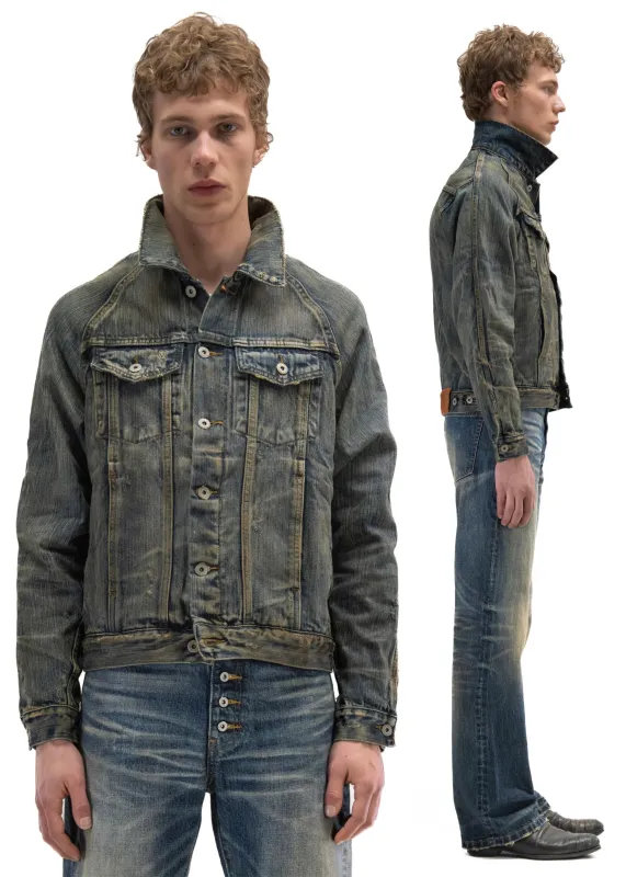 STRUCTURED WASHED OUT DENIM TRUCKER made by NO/FAITH STUDIOS