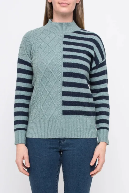 Jump Cable Stripe Pullover Dew/midnight sold by Bayside Shoe Warehouse