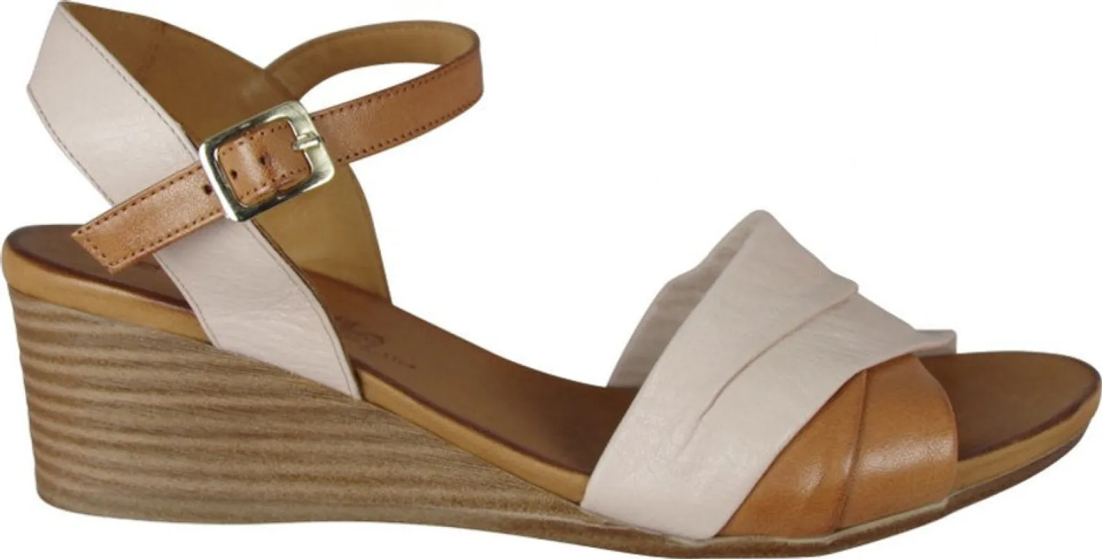 Cabello Annie Nude Adjustable Wedge Sandal sold by Bayside Shoe Warehouse