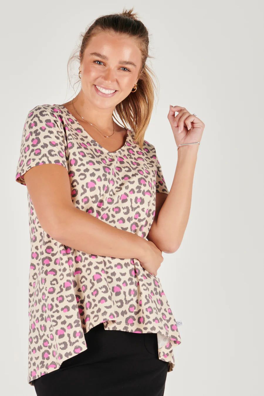 One Ten Willow Drop Back Tee Pink Animal Print sold by Bayside Shoe Warehouse