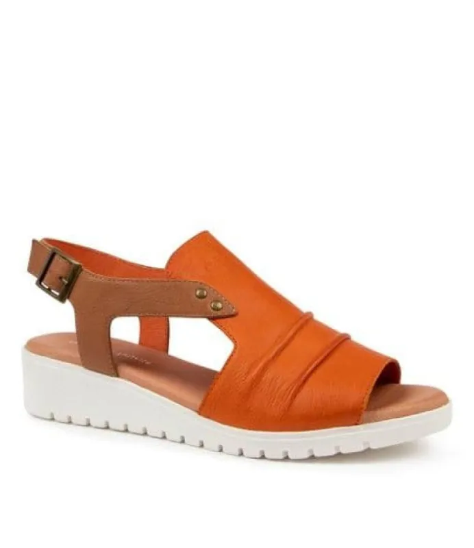 Django And Juliette Madis Bright Orange Adjustable Sandal sold by Bayside Shoe Warehouse