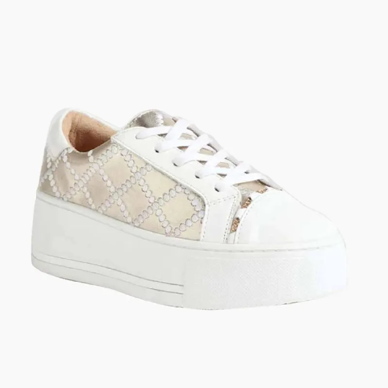 Alfie And Evie Frankie W23 / Gold Lace Up Sneaker sold by Bayside Shoe Warehouse