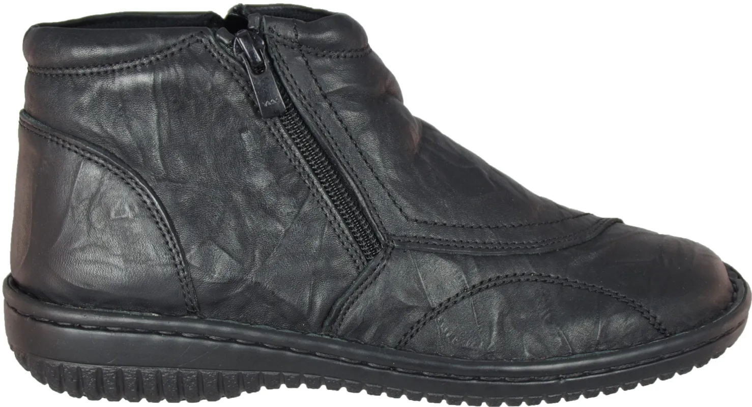 Cabello 5250-27 Black Crinkle Side Zip Ankle Boots sold by Bayside Shoe Warehouse