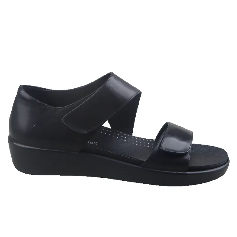 Pure Comfort Heat Black Waxy Adjustable Sandal sold by Bayside Shoe Warehouse