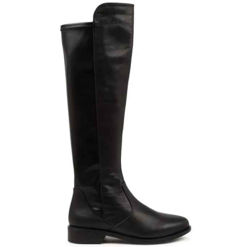 Ziera Sallies XF-ZR Black Stretch Leather Knee High Boots sold by Bayside Shoe Warehouse