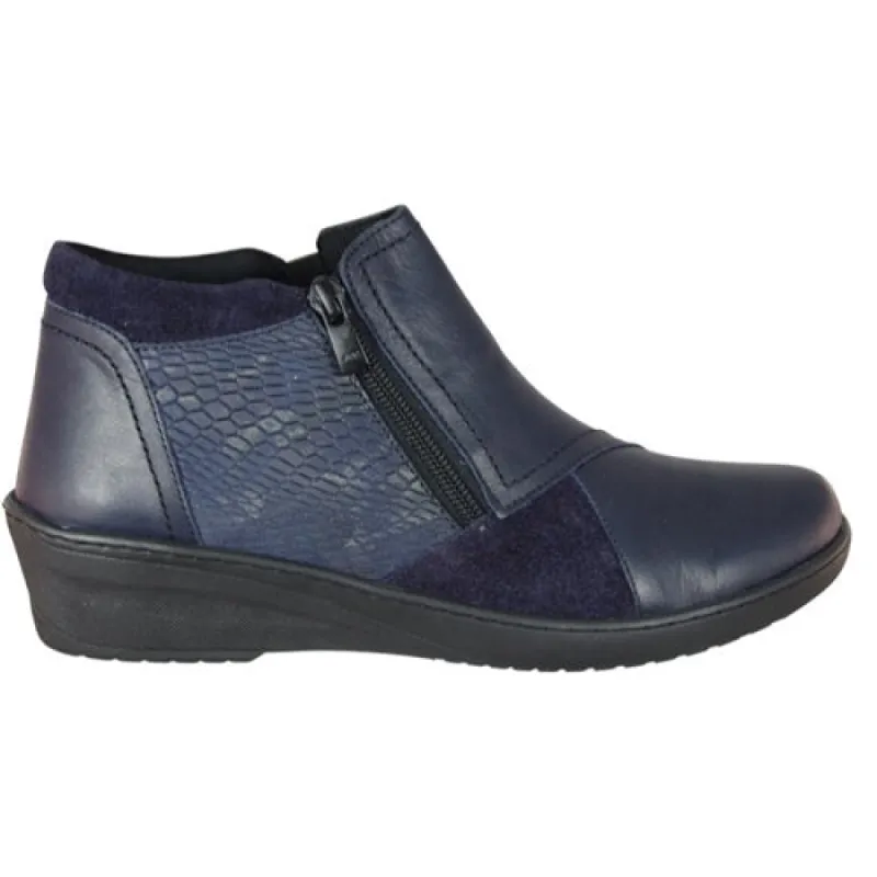 Cabello Cp462-18 Navy Combo Side Zip Ankle Boots sold by Bayside Shoe Warehouse