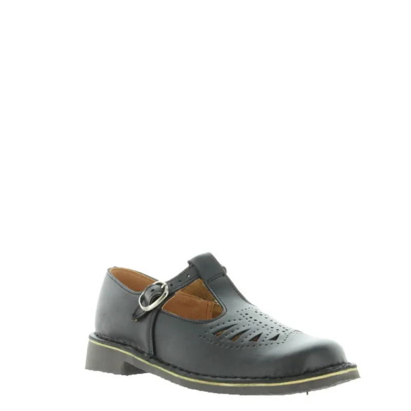 Wilde Jenny T-bar School Shoe Black Smooth sold by Bayside Shoe Warehouse