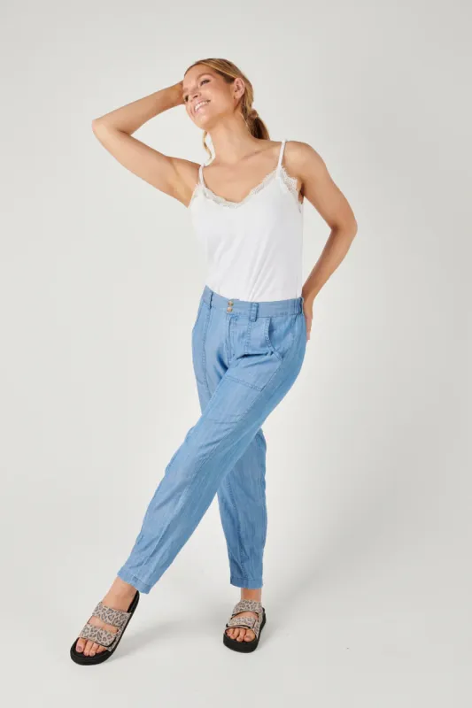 Seam Detail Pant - Chambray Blue sold by Bayside Shoe Warehouse