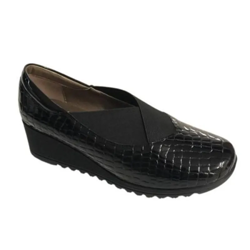 Via Nova Implore Black Pat Croc sold by Bayside Shoe Warehouse
