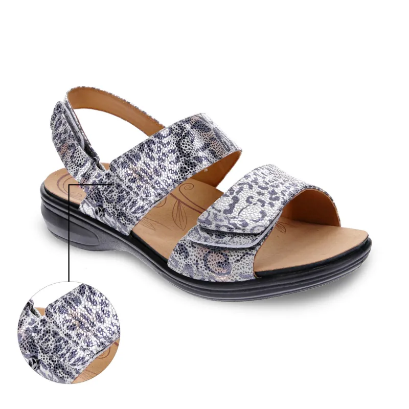 Revere Como Silver Safari W Medium Adjustable Sandal sold by Bayside Shoe Warehouse
