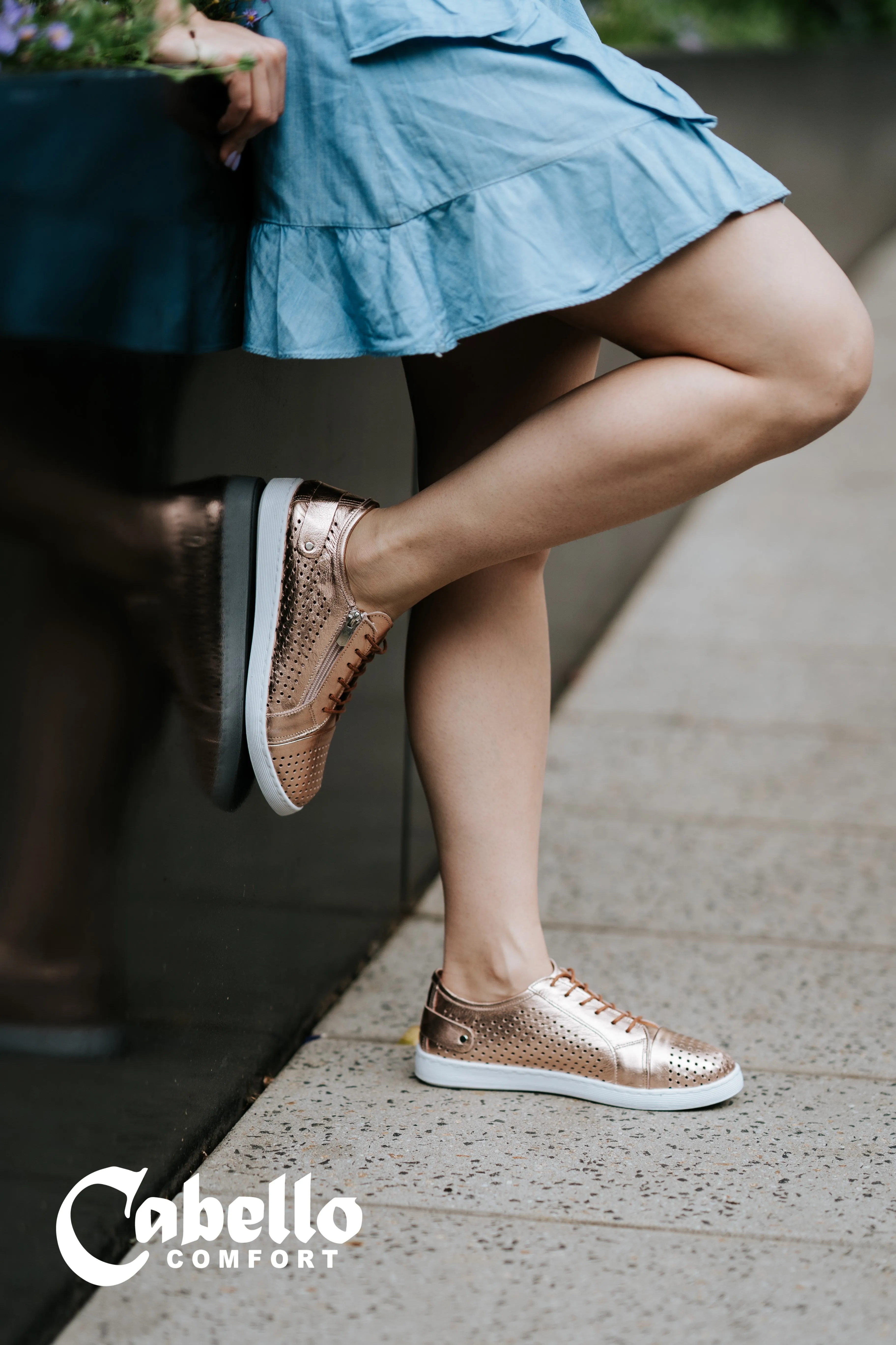 Cabello Eg17p Rose Gold Side Zip & Lace Up Sneakers sold by Bayside Shoe Warehouse product image thumbnail 2