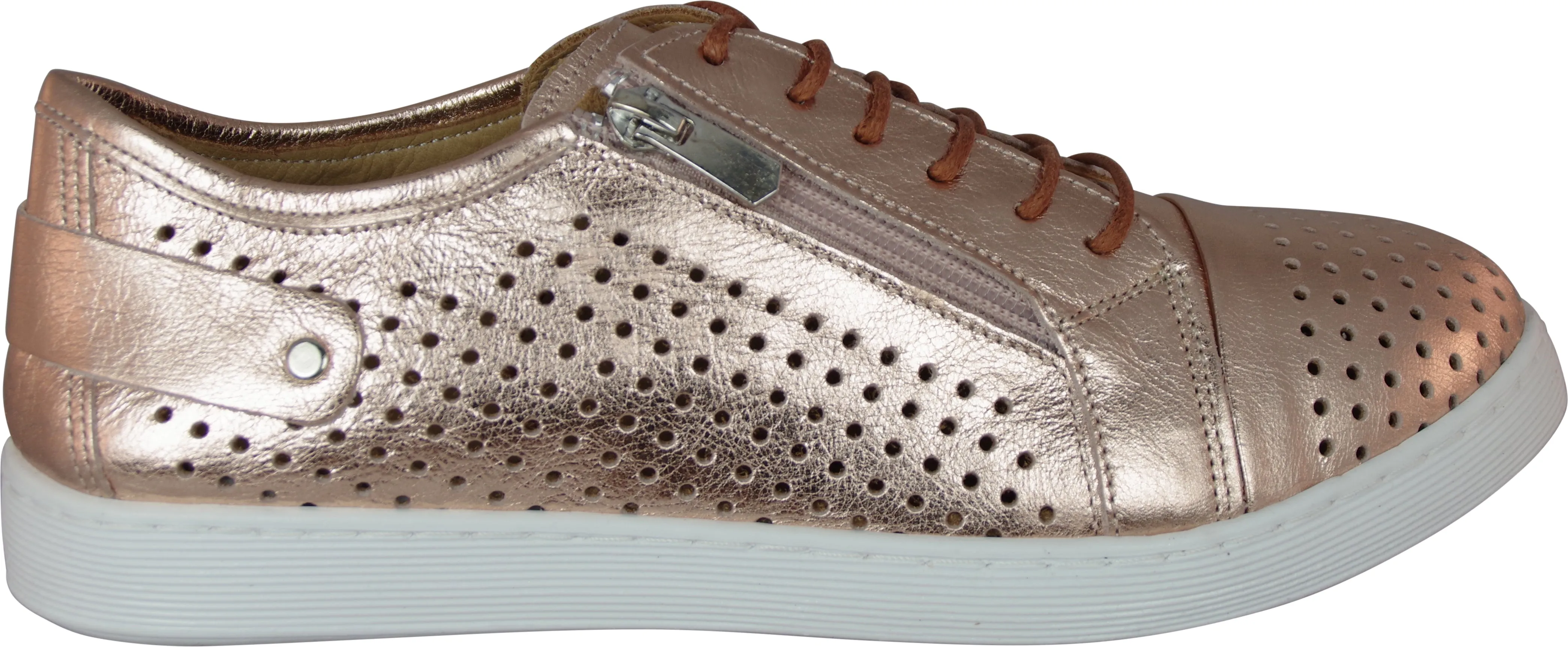 Cabello Eg17p Rose Gold Side Zip & Lace Up Sneakers sold by Bayside Shoe Warehouse