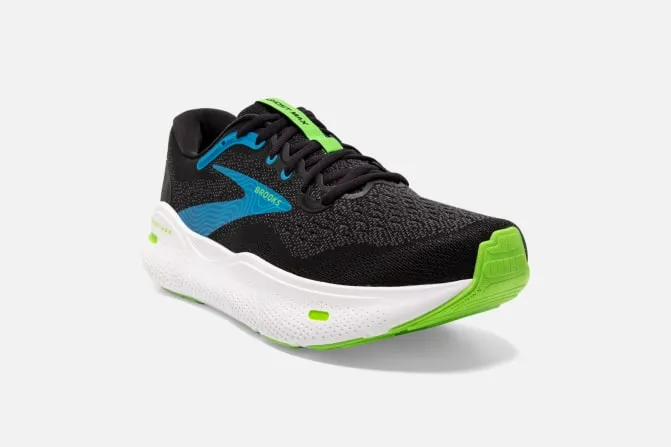 Brooks M Ghost Max 4e Black Atomic Blue Jasmine Width sold by Bayside Shoe Warehouse