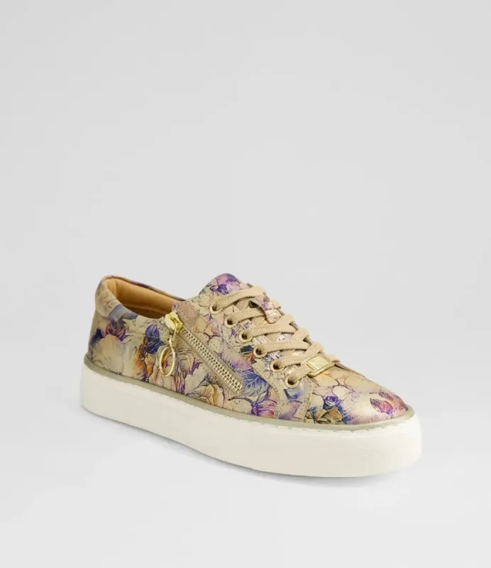 Ziera Pamela Gold Vintage Fl Leather sold by Bayside Shoe Warehouse