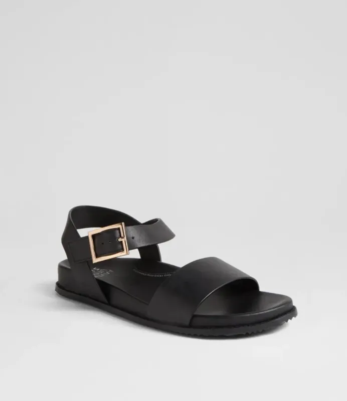 Ziera Hammil W Black Adjustable Flat Sandal sold by Bayside Shoe Warehouse