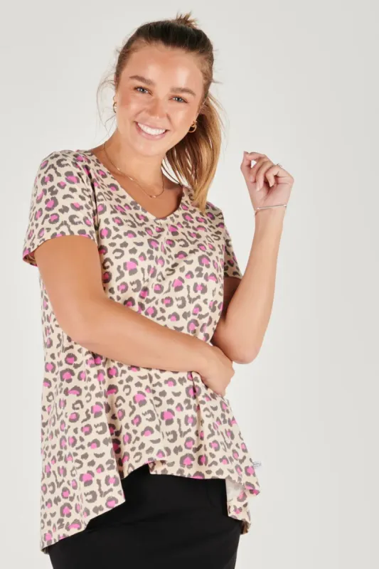 One Ten Willow Drop Back Tee Pink Animal Print sold by Bayside Shoe Warehouse