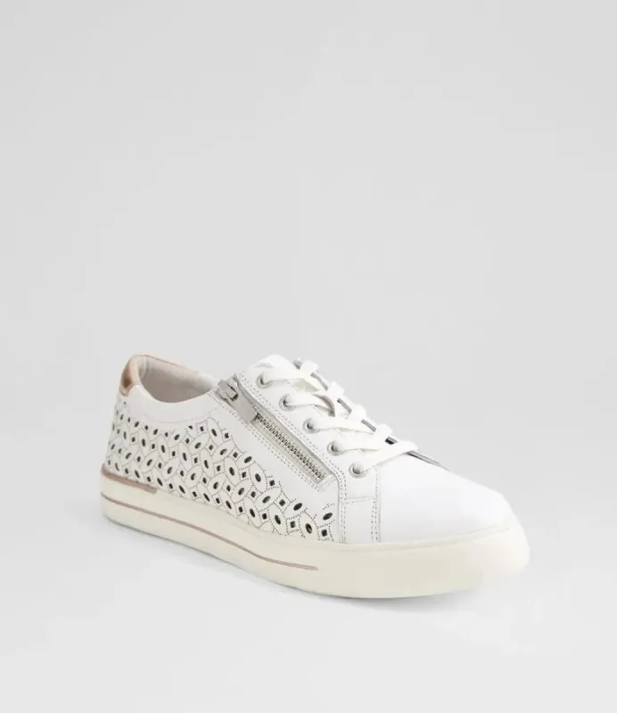 Ziera Ayleen W White-pale Rose Side Zip Leather Sneaker sold by Bayside Shoe Warehouse