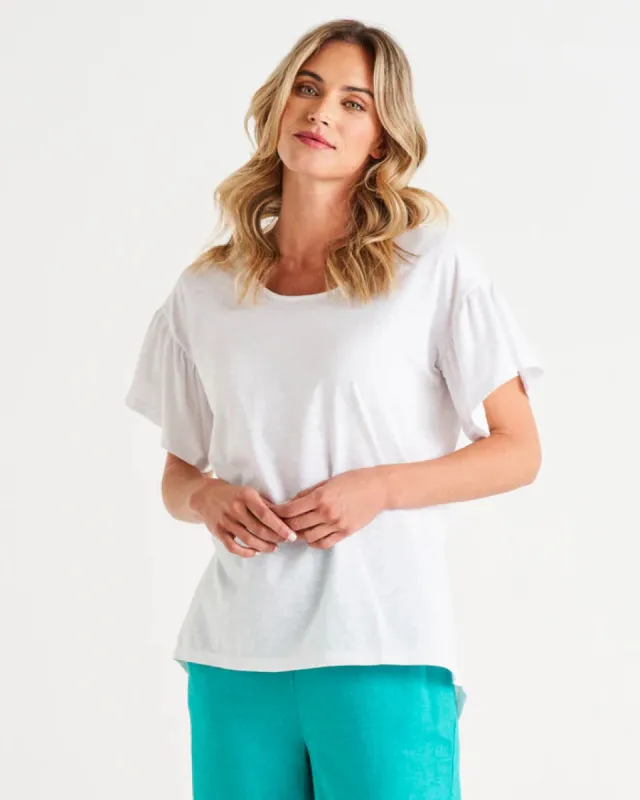 Betty Basics Alessi Frill Top White sold by Bayside Shoe Warehouse