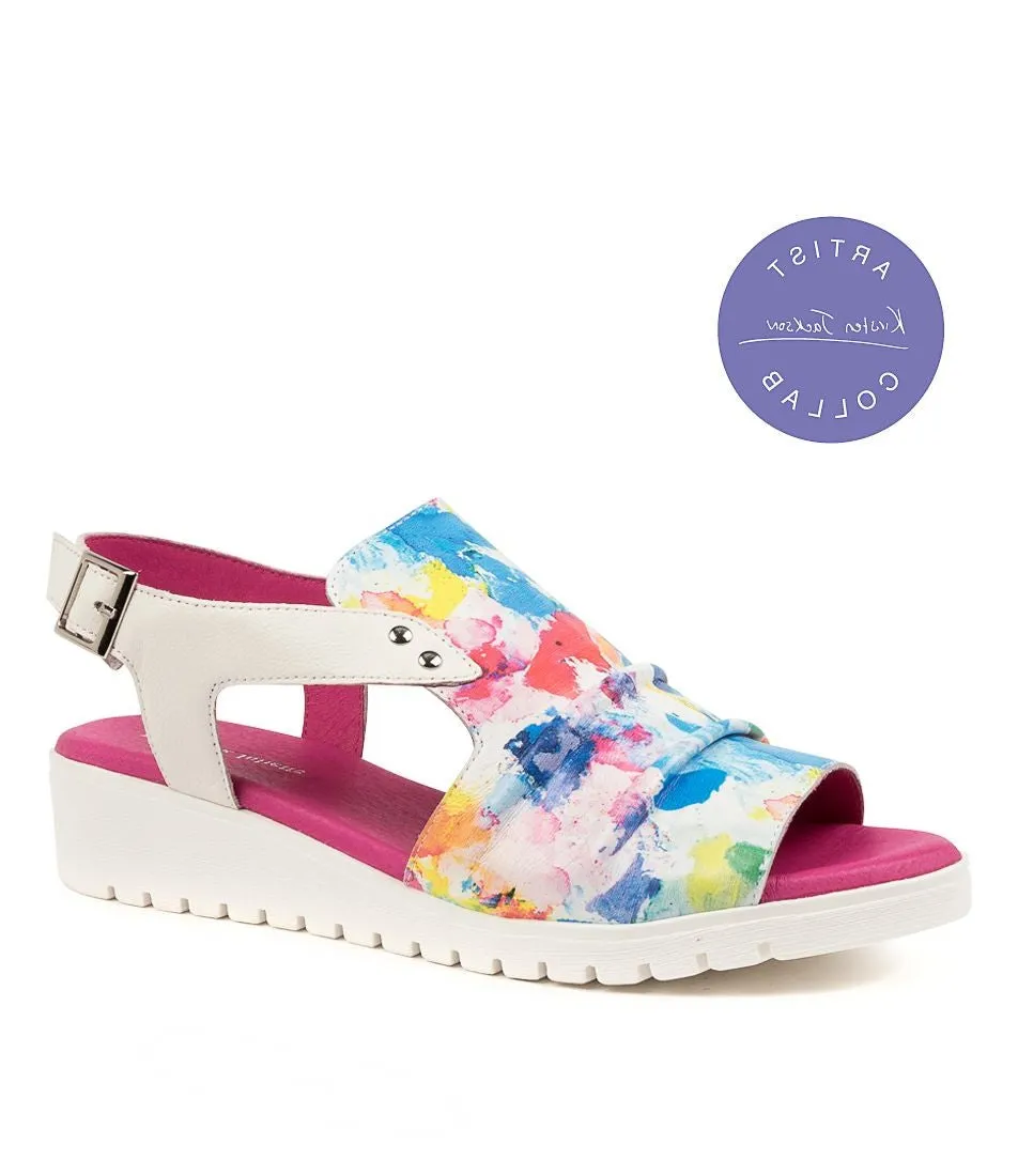 Django And Juliette Madis Sunset White Adjustable Sandal sold by Bayside Shoe Warehouse
