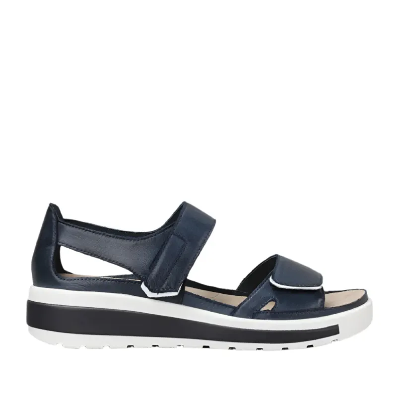 Ziera Gedd W Navy - White Adjustable Leather Sandal sold by Bayside Shoe Warehouse