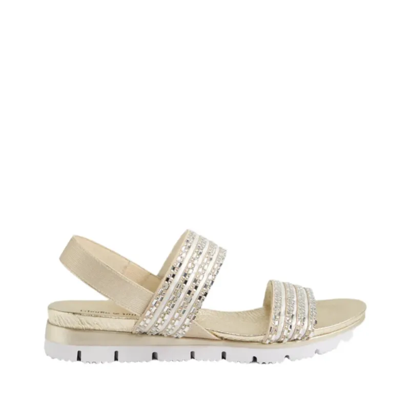 Django and Juliette Lellies Gold - Pale Gold Adjustable Sandal sold by Bayside Shoe Warehouse
