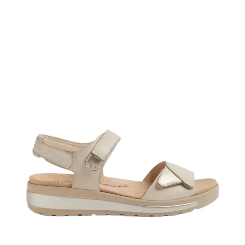 Ziera Geeley W Almond - Pale Gold Adjustable Sandal sold by Bayside Shoe Warehouse