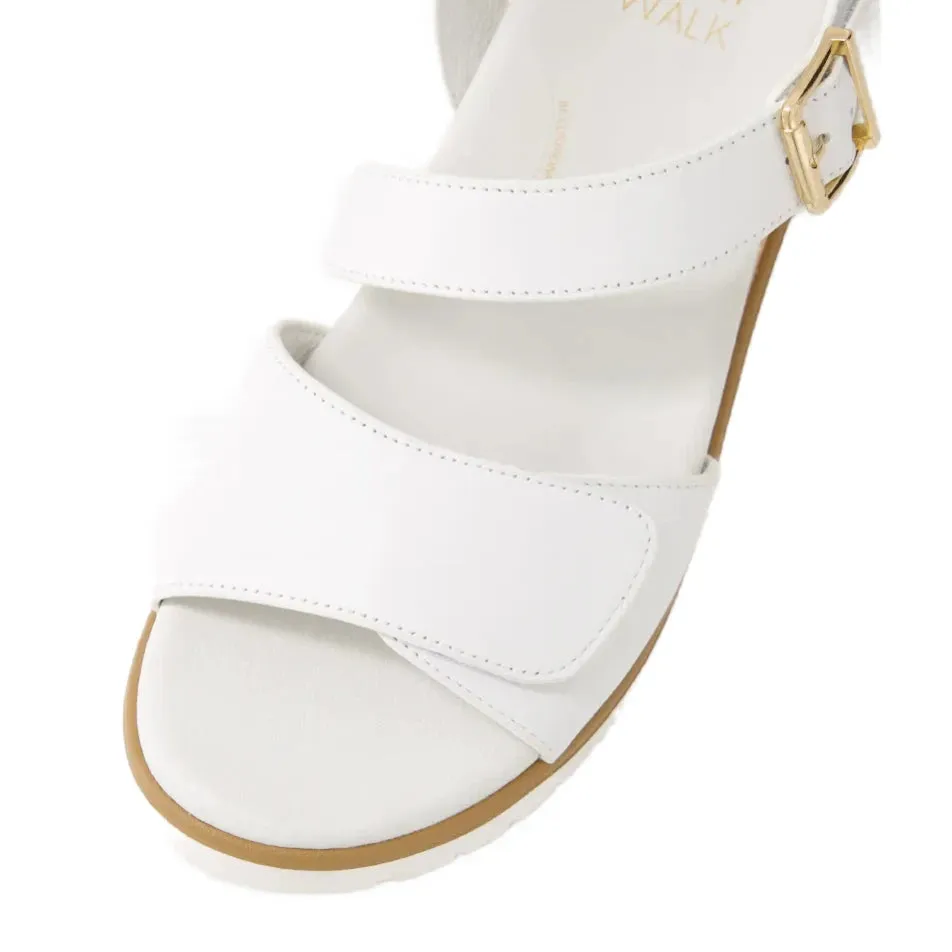 Ziera Vamsy W White Leather Sandals Adjustable Flat Sandal sold by Bayside Shoe Warehouse product image thumbnail 3